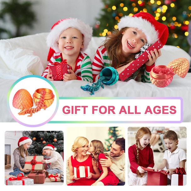 Printsilk Dragon Eggs With Dragon Inside, 3D Printed Surprise Funny s For Kids, Articulated Dragon Fidget Toys For Adults, Ideal Easter Basket Stuffers, Unique 3D Dragon Collectibles(Laser Purple)