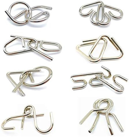 Qiandier Bamboo 3D Puzzle Metal Brain Teasers Puzzles Mind Game Toys Set For Teens And Adults Pack Of 12Pcs