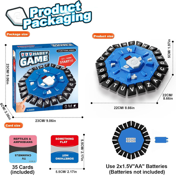 Rapean Board Word Game Interactive Board Game For Family Race Against The Timer (Blue)