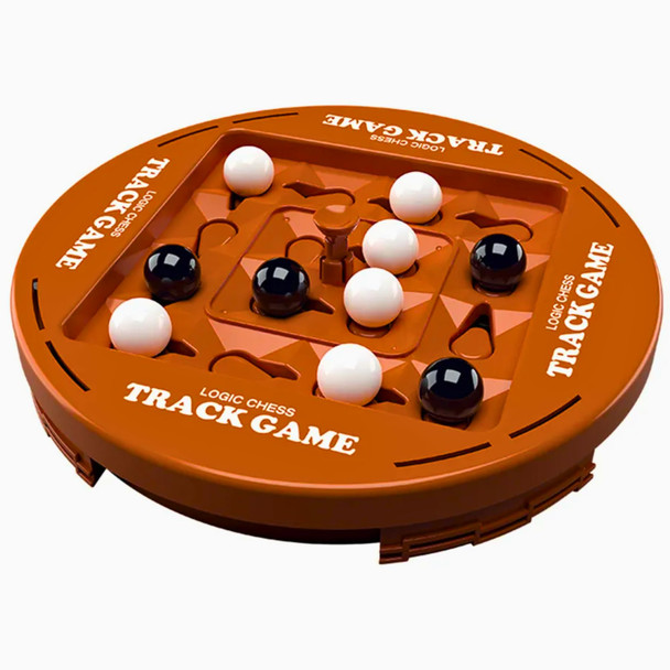 Roly Daily Grind Magnetic Round Chess Track Game – Portable Travel Board Game Set, Classic Black & White, 16 Magnetic Pieces, Brain Teaser & Strategy Puzzle For Kids & Adults, Compact Circular Chess Track Game