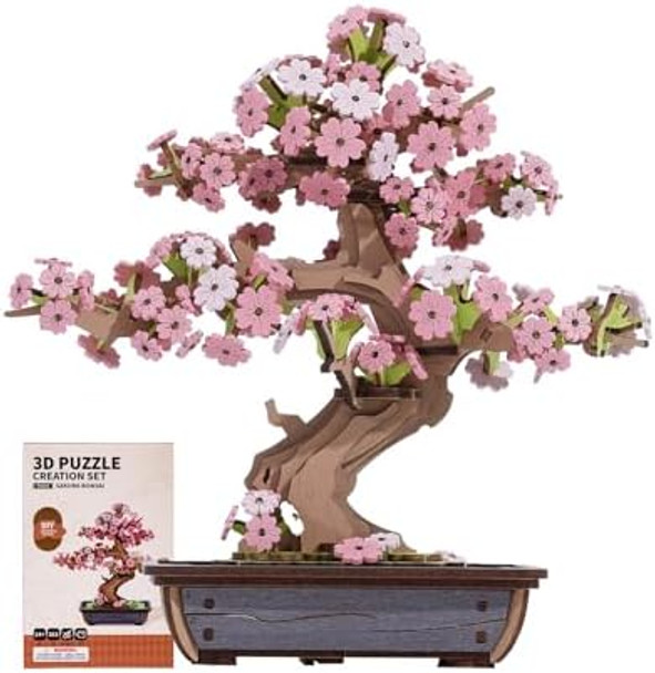Rowood 3D Wooden Puzzles For Adults,Diy Cherry Blossom Bonsai Tree Botanical Collection Building Set,Craft Kit For Kids On Christmas Birthday Thanksgivingday-Sakura Bonsai Rowood 3D Wooden Puzzles For Adults,Diy Cherry Blossom Bonsai Tree Botanical Collection Building Set,Craft Kit For Kids On Christmas Birthday Thanksgivingday-Sakura Bonsai