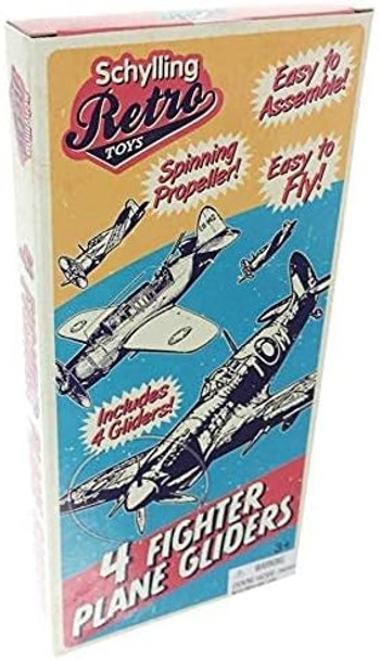 Schylling Retro Gliders - Gliding Planes With Spinning Propellers (Pack Of 4)