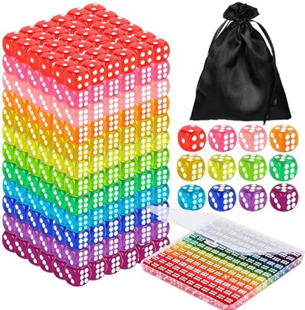 Seifar 120 Pcs Colored Dice Bulk Set 14 Mm Polyhedral Dice 6 Sided Standard Dices With Storage Bag For Table Board Games Classroom Math Teaching