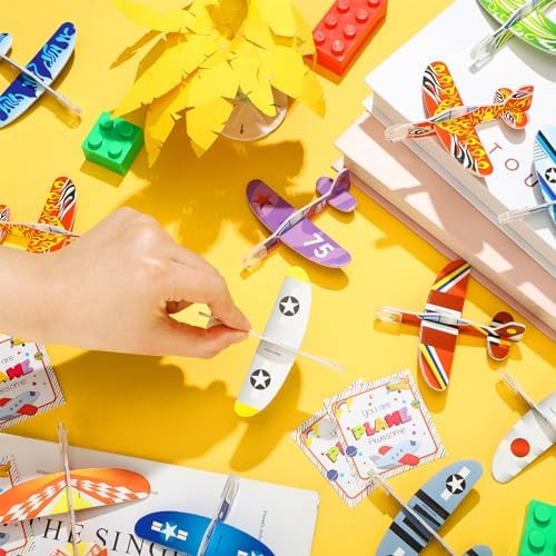 Shinyrelief 48 Packs End Of Year Student s Foam Glider Planes Bulk Flying Airplanes Toys Airplanes Party Favors School Year s For Kindergarten Students Graduation Kids Birthday Party