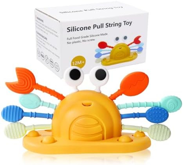 Socub Socub Baby Toys- Silicone Suction Cup Toys For High Chair, Pull String Learning Toys For 6-12 12-18 Months, Montessori Toys For 1 Year Old, Toddler Sensory Toys｜Baby Bath Toys For 1 2 Years Old