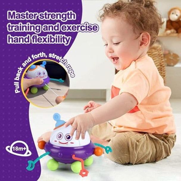 Somligogo Busy Cube For Toddlers 1-3 Year Old - Montessori Sensory Toy With Spinning, Teething Ears & Pull Strings,Travel Toys For Babies 18+ Months,Toddler Fidget Toy For Fine Motor Skills & Airplane Play