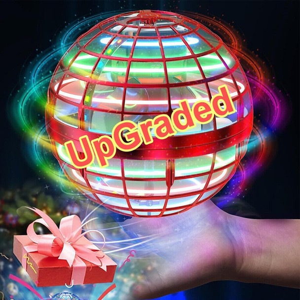 Soocool Flying Orb Ball Pro Toys, Globe 360°Rotating Magic Led Lights, Fly Orb Boomerang Fly Spinner Mini Drone With Gyroscope For Kids Adults Indoor Outdoor, d Version (Pink)