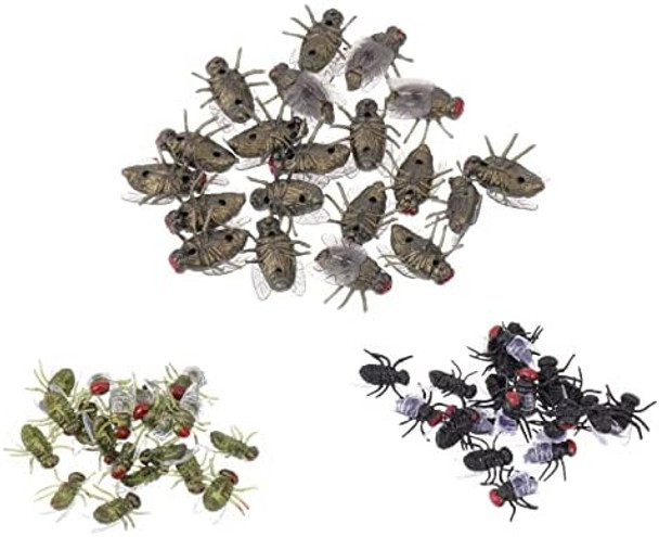 Stobok 60Pcs Plastic Fake Fly Simulated Insects Reptile Joke Toys Realistic Little For April Fools Day Prank Scary Trick