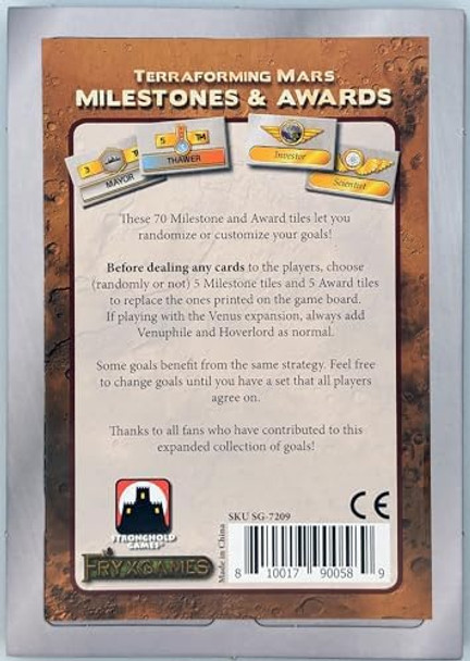 Stronghold Games Terraforming Mars Milestones And Awards - Strategy Board Game - For 1 To 5 Players And Ages 12+