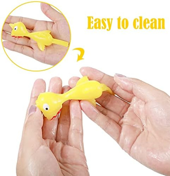 Sumind 24 Pack Rubber Slingshot Chicken Flick Stretchable Chicken Frog Toys Flying Chicken Fingers For Kid Adult Birthday Party Favors s, Funny Easter Goodie Bag Stuffers(Chicken, Frog)