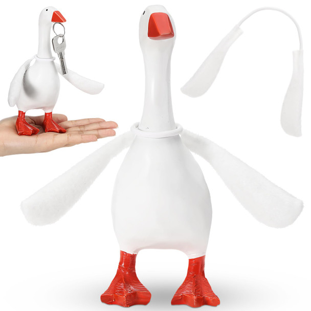 Sunnymove 1 Pcs Mini Desk Goose Wings 7 Inch Magnetic Silly Goose Statue Outfit Accessories Poseable White Wings For Magnetic Duck Statue Desk Key Holder Decoration (Cute)