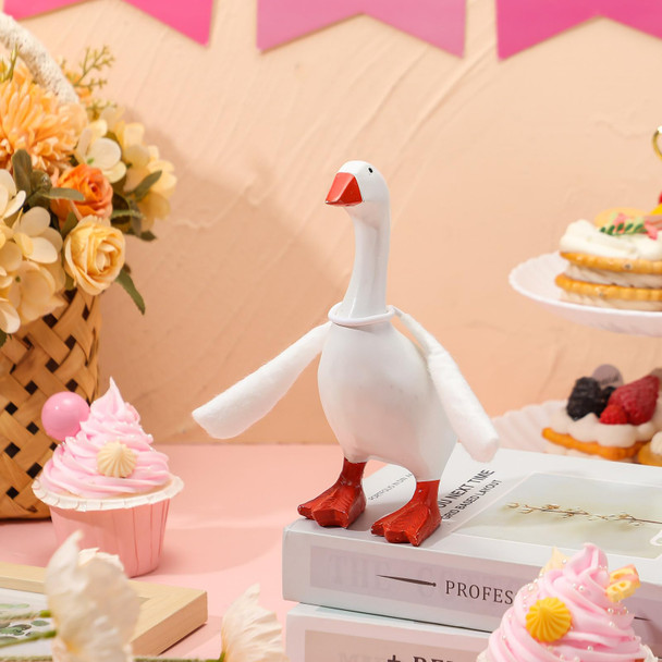 Sunnymove 1 Pcs Mini Desk Goose Wings 7 Inch Magnetic Silly Goose Statue Outfit Accessories Poseable White Wings For Magnetic Duck Statue Desk Key Holder Decoration (Cute)