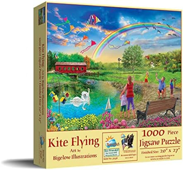 Sunsout Inc - Kite Flying - 1000 Pc Jigsaw Puzzle By Artist: Bigelow Illustrations - Finished Size 20" X 27" - Mpn# 31536