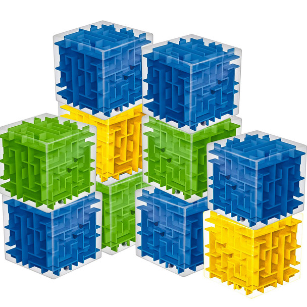 Tcvents 10 Pack Maze Puzzle Cubes, 3D Magic Cube Bulk Brain Teasers For Kids And Adults Educational Puzzle Boxes, Kids Party Favors & Classroom Prizes Puzzles Toys, Color Random(Not Money Maze)