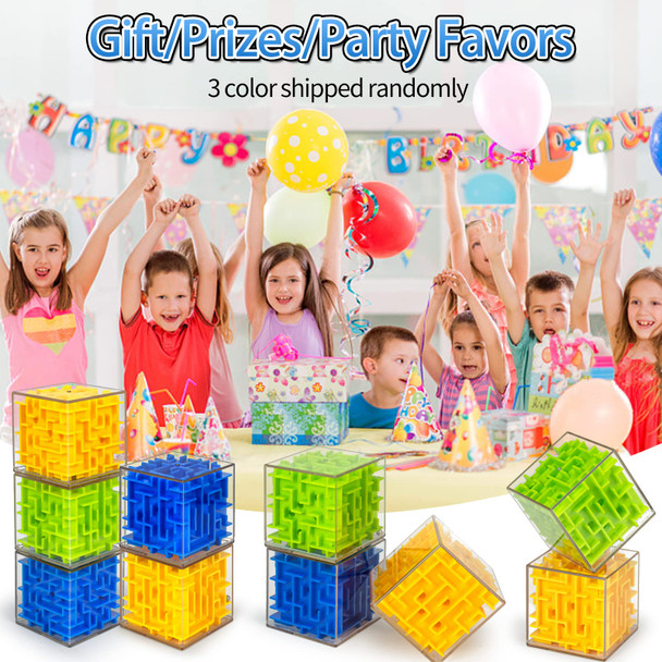 Tcvents 10 Pack Maze Puzzle Cubes, 3D Magic Cube Bulk Brain Teasers For Kids And Adults Educational Puzzle Boxes, Kids Party Favors & Classroom Prizes Puzzles Toys, Color Random(Not Money Maze)