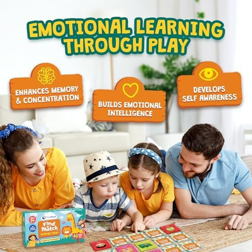 Thinkpsych Find & Match - Feelings Safari Animals & Emotions Matching Memory Game For Kids Ages 3+ Social Emotional Learning Toys And Activities Play Therapy Games