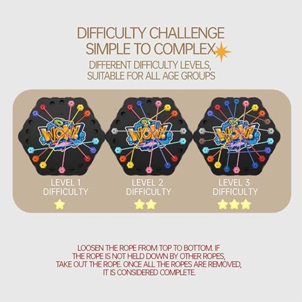 Tlveip Rope Untangling Puzzle Game, Educational Strategy Board Game For Kids & Adults,Parent-Child Interaction,Family Travel Party Toys, s For All Ages(Black)