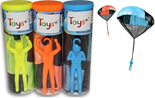 Toys+ Skydiver Parachute Men 3 Piece Set- Tangle (Colors And Styles May Vary)