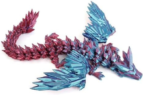 Toysupplyfun 3D Printed Dragon With Wings, Flying Dragon, Crystal Dragon Fidget Toy, Winged Dragon For Home Office Decor Executive Desk Toys (Technicolor)