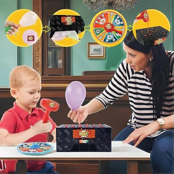 Uniqus Balloon Game Balloon Popping Game Blast Box Family Game Night Favorite Board Game Toys Engaging For Kids & Adults Play Solo Or Challenge Friends Popular Social Media Games For Everyone Party Fun Props