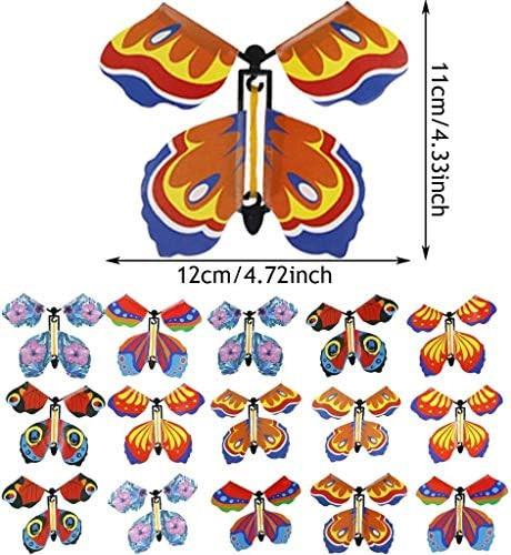 Uoeo Uoeo 20 Pieces Flying Butterfly Rubber Band Powered Butterfly Wind Up Fairy Butterfly Toy Surprise Card For Surprise Or Party Playing