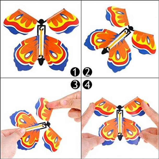 Uoeo Uoeo 20 Pieces Flying Butterfly Rubber Band Powered Butterfly Wind Up Fairy Butterfly Toy Surprise Card For Surprise Or Party Playing