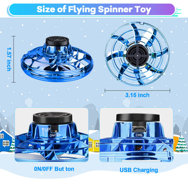 Vantexi Flying Fidget Spinner, d Flying Spinner Mini Hand Drone With 360 ° Rotating And Led Lights Outdoor Indoor Toy,Mini Ufo Toy Drone For Boys Girls Adults (Blue)