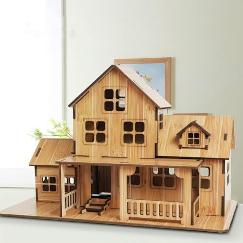 Vbsut 3D Wooden Puzzles For Adults Wooden Building Model, 3D House Model Kits For Adults, Log Cabin Model Kits