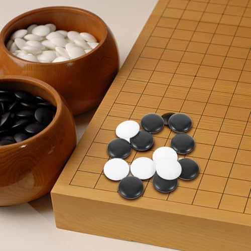 Vicasky Go Game Pieces 360Pcs Resin Chess Stones Replacement Games For On-The-Go Gaming Board Set Treads 18Mm Double Convex Fine Playing Craft Black And White