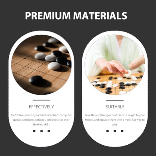 Vicasky Go Game Pieces 360Pcs Resin Chess Stones Replacement Games For On-The-Go Gaming Board Set Treads 18Mm Double Convex Fine Playing Craft Black And White