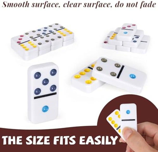 Wjzdy Dominos Set For Adults - Classic Game With Leather Case, Double Six, 28 Tiles, Travel Set, Party Board Game For Family Game Night, 2-4 Players