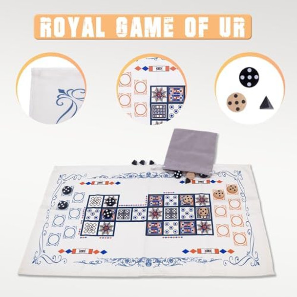 Wodgod Royal Game Of Ur With Pyramid Dice, Ancient Strategy Board Game For Adults, 2 Player Travel Table Game, Compact, Travel-Friendly，One Of The Oldest Strategy Games In The World