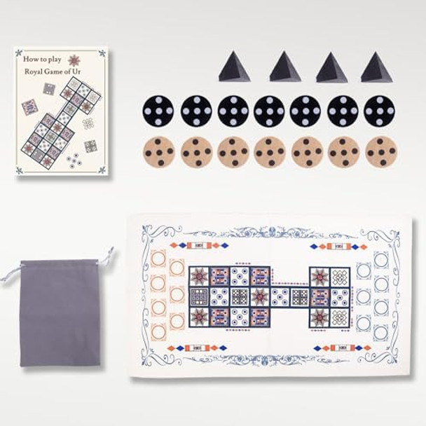 Wodgod Royal Game Of Ur With Pyramid Dice, Ancient Strategy Board Game For Adults, 2 Player Travel Table Game, Compact, Travel-Friendly，One Of The Oldest Strategy Games In The World