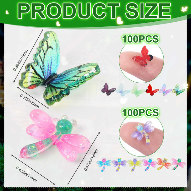 Yalikop Yalikop 200 Pcs Mini Resin Butterflies Dragonflies Mushrooms Ladybugs Figurine Tiny Resin Insect Figurines For Fairy Diy Garden Dollhouse Micro Landscaping Decoration (Butterflies Dragonflies)