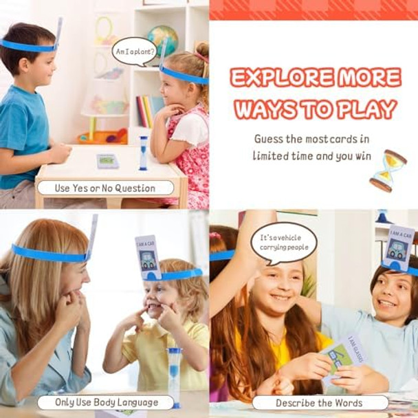 Yunhe Xinqiao Toys Factory Headbands Guessing Board Game, Quick Question Game For Kids & Family (With Headbands, Picture Cards, Sand Clock), Who/What Am I Toy Set For 6+ Years Old, Party, 2-6 Players Yunhe Xinqiao Toys Factory Headbands Guessing Board Game, Quick Question Game For Kids & Family (With Headbands, Picture Cards, Sand Clock), Who/What Am I Toy Set For 6+ Years Old, Party, 2-6 Players