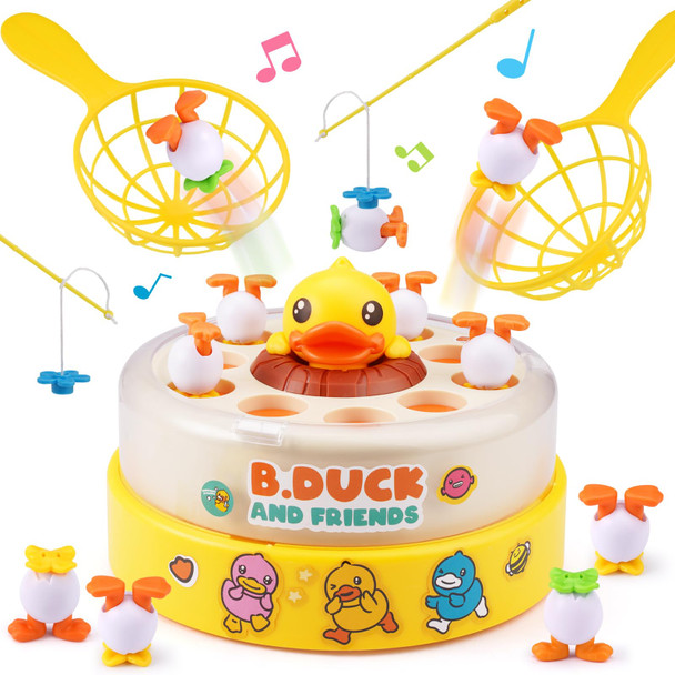 Zelbuck B.Duck Bounce Catch Game,Board Games,Fun Bounce & Catch Duck Toy, Interactive Family Game For 3-7 Year Olds, Party Game For Toddlers & Kids (Yellow)