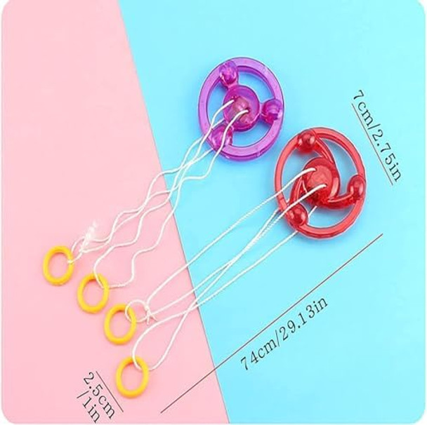Zhuluck 5Pcs Pull Line Flywheel, Flashing Tops,Flywheel Spinning, Spinner Fidget Rainbow Lightshow Orbital Flash, Pull In Wheel Colorful Glow Novelty Spinning Novelty And Gag Toys
