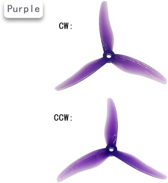 Zhuoyuefsc 4 Sets Rc Drone Props Propeller Hurricane 51477 5.1Inch 3-Paddle Propeller With 5Mm Mounting Hole For 2206-2407 Motor For Fpv Racing Drone(2 Pairs Of Purple, Yellow, Pink, And Black)