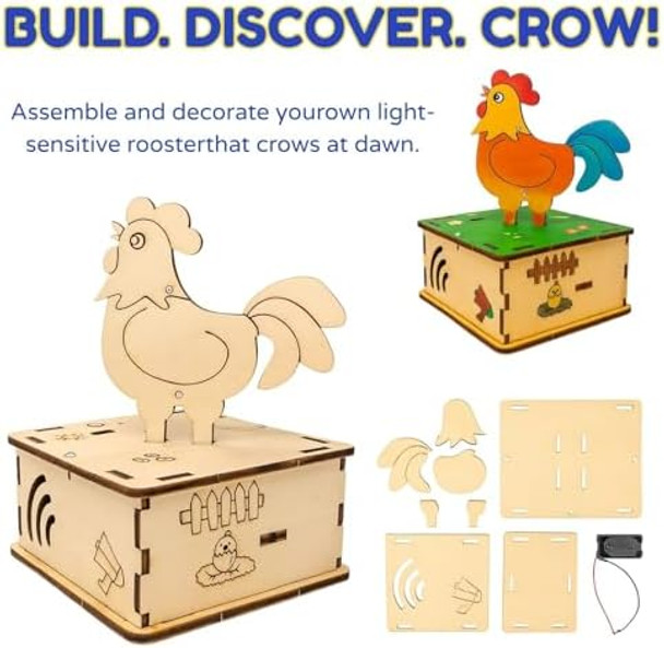 Zovrion Stem Kits For Kids Age 8-10, Stem Toys For Boys 8-12, Wooden Crowing Rooster Model Building Kits, Wood 3D Puzzles 8-13, Science Crafts Projects, s For 8 9 10 11 12 13 14 Year Old Teen Boys Girls