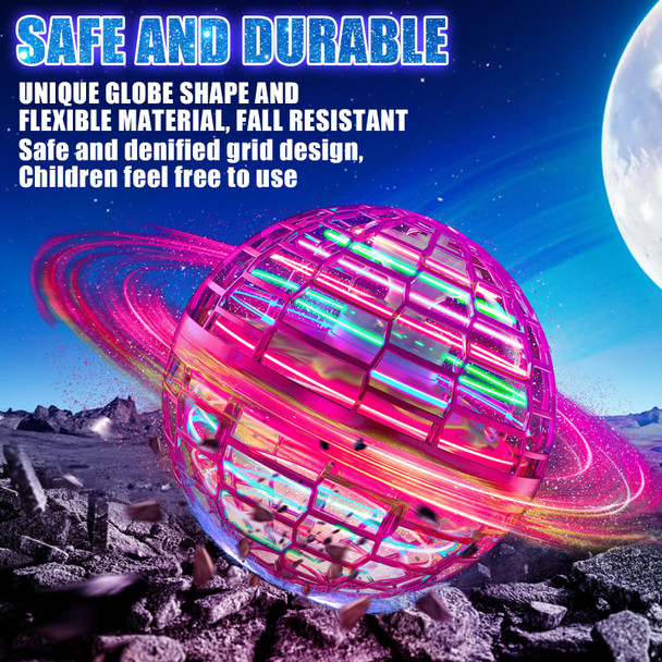 Amoyasite Flying Orb Ball For Kids 6 7 8 9 10 12+ Years Old, Est Hover Boomerang Ball, Light-Up Flying Magic Ball Spinner, Indoor Outdoor Cool Drone Toys For Girls Boys Teens Adults, Red