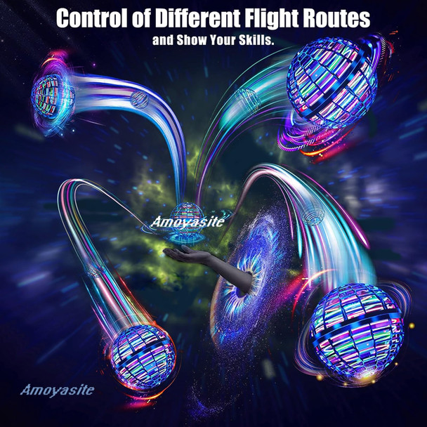 Amoyasite Flying Orb Ball For Kids 6 7 8 9 10 12+ Years Old, Est Hover Boomerang Ball, Light-Up Flying Magic Ball Spinner, Indoor Outdoor Cool Drone Toys For Girls Boys Teens Adults, Red