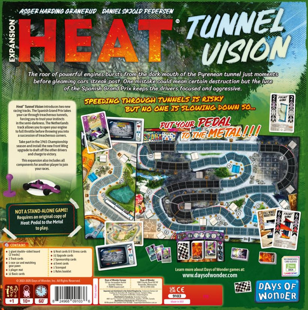 Asmodee Heat: Tunnel Vision Board Game Expansion - Tracks, Championship Season & Front Wing Module, Racing Strategy Game For Kids & Adults, Ages 10+, 1-7 Players, 60 Min Playtime