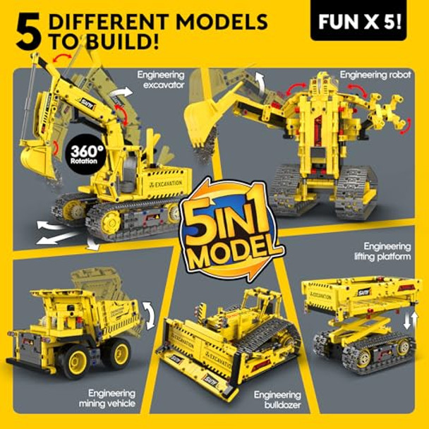 Aukfa Excavator Robot Building Toys For Boys, Stem Projects For Kids Ages 8-12, Remote & App Control Stem Kits Learning Educational Building Kit Dinosaur Robot Toy S For Boys Girls (555 Pieces)