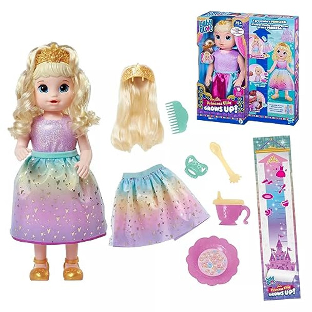 Baby Alive Princess Ellie Grows Up Interactive Doll With Accessories, Toys For 3+ Years, 18-Inch