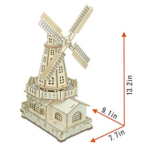 Bitopbi 3D Wooden Puzzles Laser Engraving Diy Safe Assembly Constructor Kit Toy For Teens And Adults, World Famous Buildings Mechanical 3-D Models For Self-Assembly (C2 Dutch Windmill) Bitopbi 3D Wooden Puzzles Laser Engraving Diy Safe Assembly Constructor Kit Toy For Teens And Adults, World Famous Buildings Mechanical 3-D Models For Self-Assembly (C2 Dutch Windmill)
