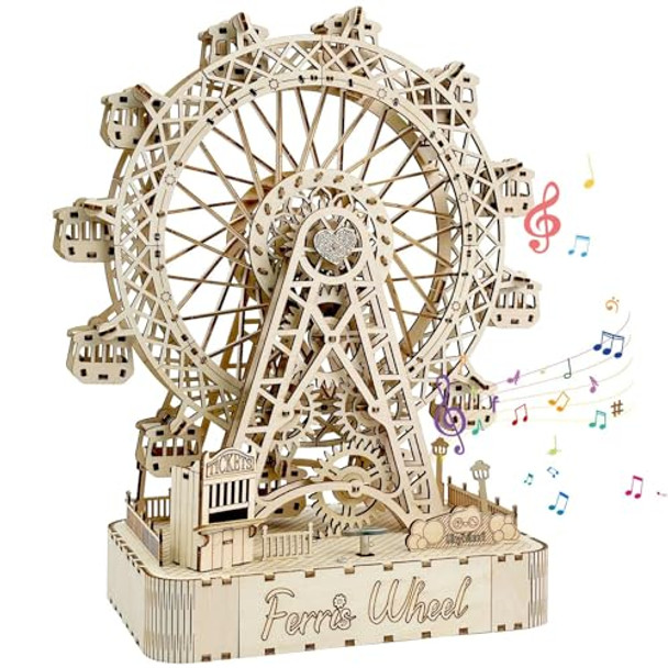 Bokexing 3D Wooden Ferris Wheel Puzzle With Music Box, Brain Teaser For Adults And Kids Us Bokexing 3D Wooden Ferris Wheel Puzzle With Music Box, Brain Teaser For Adults And Kids Us