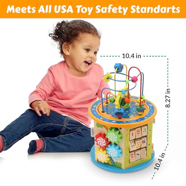 Boxiki Kids 8-In-1 Wooden Activity Cube For Toddlers - Multi-Functional Learning Toy With Bead Maze, Shape Sorter, Abacus, Clock, Gears, Interactive Music And Board Game - Fun Educational Toy For Kids 3+ Years Boxiki Kids 8-In-1 Wooden Activity Cube For Toddlers - Multi-Functional Learning Toy With Bead Maze, Shape Sorter, Abacus, Clock, Gears, Interactive Music And Board Game - Fun Educational Toy For Kids 3+ Years