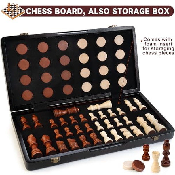 Bravmate 2 In 1 Magnetic Wooden Chess And Checkers Set, 15 Inches Folding Chess Board Game With 2 Extra Queens, Portable Travel Chessboard Pieces Storage Slots, Beginner Chess Set For Kids & Adults Bravmate 2 In 1 Magnetic Wooden Chess And Checkers Set, 15 Inches Folding Chess Board Game With 2 Extra Queens, Portable Travel Chessboard Pieces Storage Slots, Beginner Chess Set For Kids & Adults