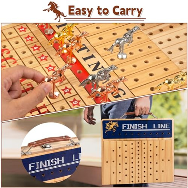 Bravmate Large 21 Inches Horse Race Board Game, Solid Wood Foldable Horse Racing Game With 11 Luxury Metal Horses, 2 Wooden Dice, 2 Boxes Of Cards, 80 Chips For Parties Bravmate Large 21 Inches Horse Race Board Game, Solid Wood Foldable Horse Racing Game With 11 Luxury Metal Horses, 2 Wooden Dice, 2 Boxes Of Cards, 80 Chips For Parties