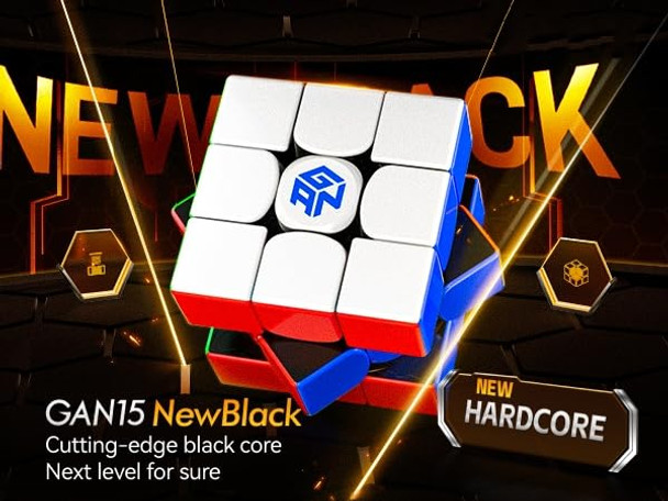 Bukefuno Gan 15 Black Uv 3X3 Magnetic Magic Cube Speed Puzzle Gan15 Black Uv 3X3 Stickerless Magic Gan15 3X3X3 Gans Cubes(Black Kernel Uv Coated)